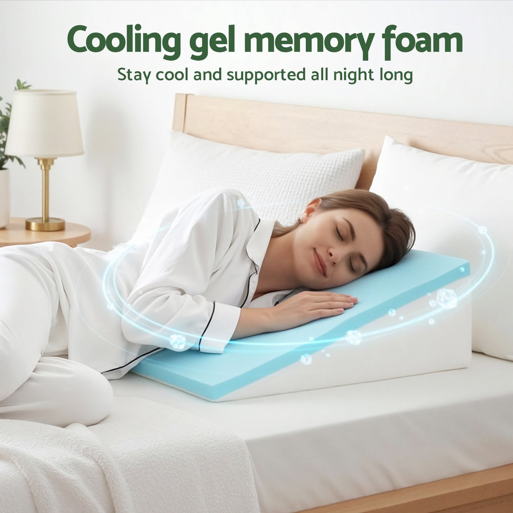 Wedge Pillow Gel Memory Foam Ergonomic Support Bamboo Cover-7