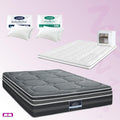 Queen Comfort Package | Platinum Series Dual Euro Top Mattress (Medium Firm), Deluxe Pillowtop Topper, 2 Deluxe & 2 Cooling Pillows
