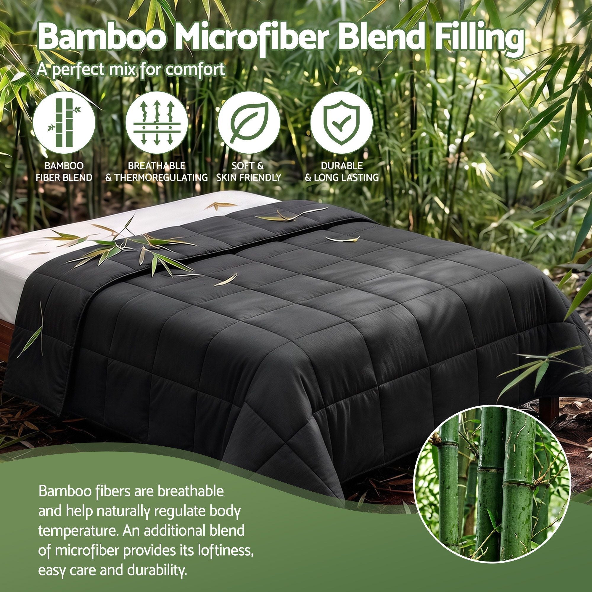 200GSM Bamboo Microfibre King Quilt Lightweight All Season Doona Duvet