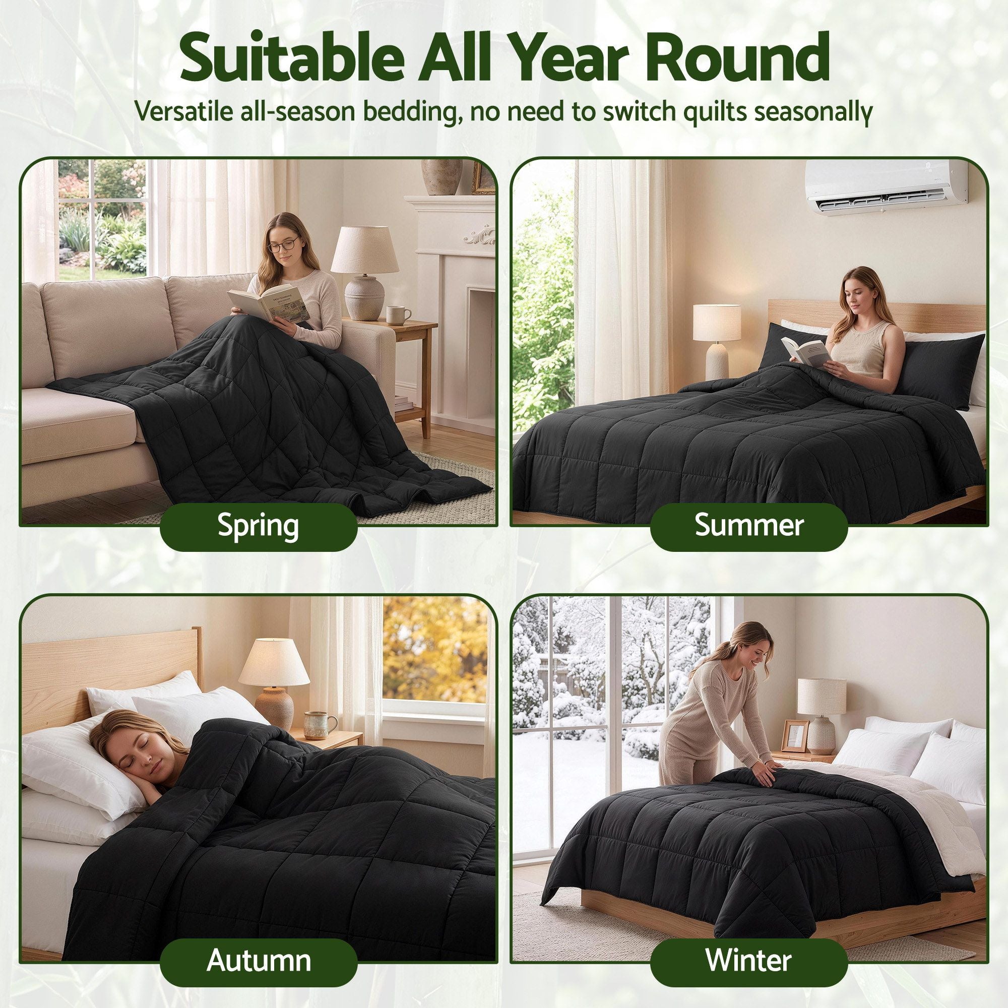 200GSM Bamboo Microfibre Queen Quilt Lightweight All Season Doona Duvet