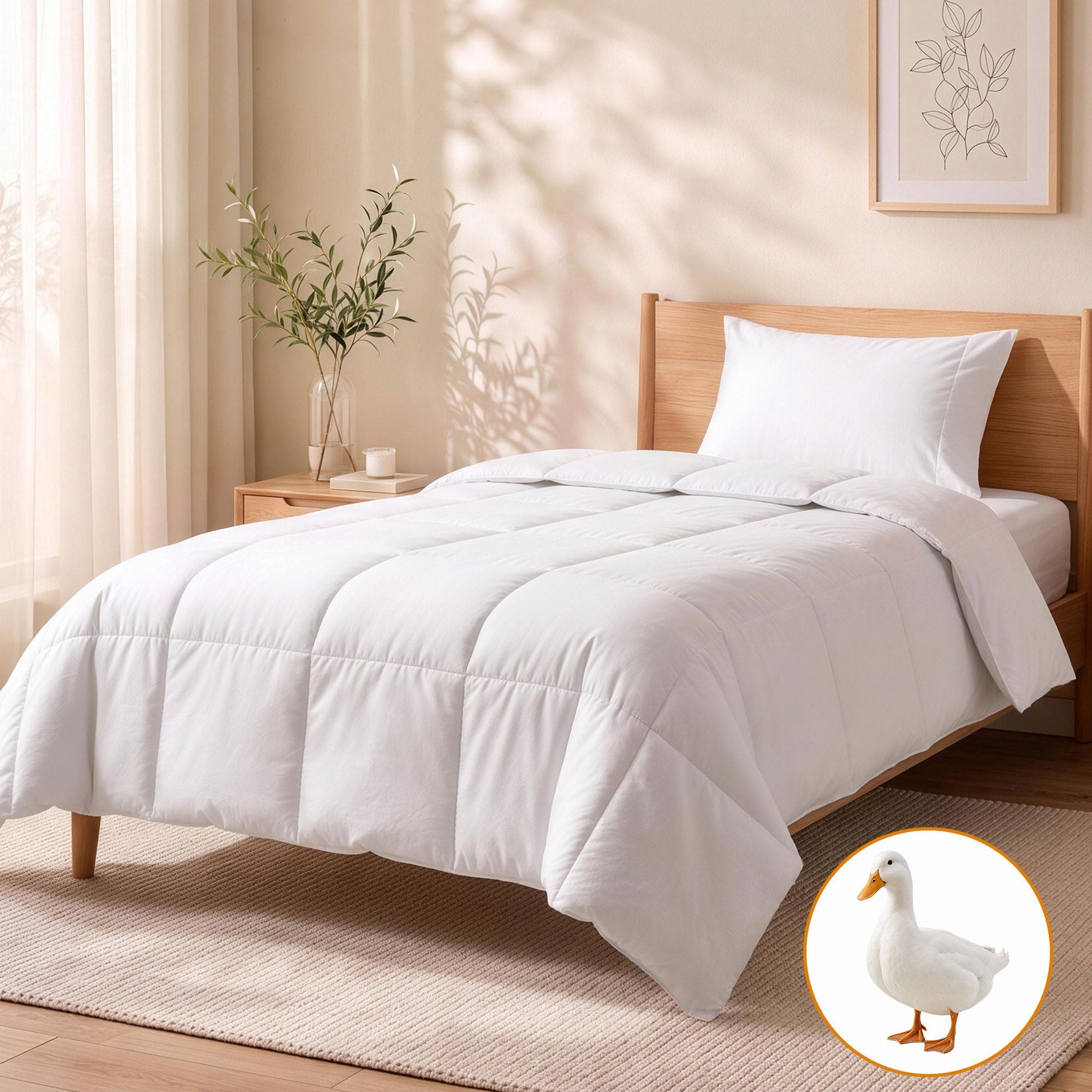 Single Quilt, 200GSM Summer Duck Down Feather Doona Insert