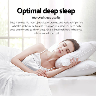 Woman sleeping peacefully on white bed with 700GSM Duck Down Feather Quilt Duvet Doona Winter Blanket Double