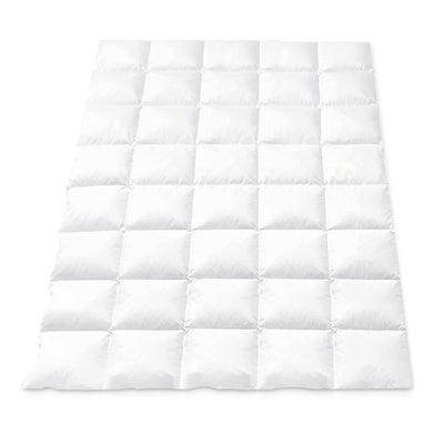700GSM Duck Down Feather Quilt Duvet Doona Winter Blanket Single in white with box-stitch design on white background