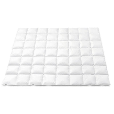 800GSM Goose Down Feather Quilt Winter Blanket Duvet Comforter Double in white with stitched square pattern on white background