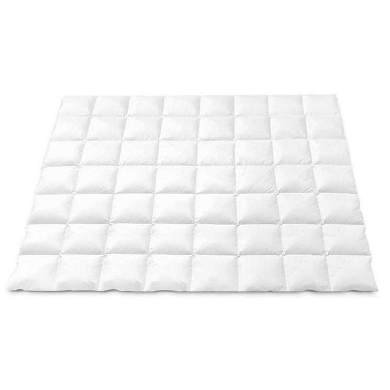 800GSM Goose Down Feather Quilt Winter Blanket Duvet Comforter Double in white with stitched square pattern on white background