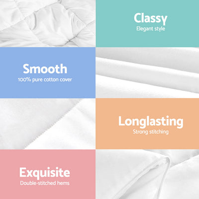 Close-up details of 800GSM Goose Down Feather Quilt Winter Blanket Duvet Comforter Double showing smooth cotton cover, stitching, and hems.