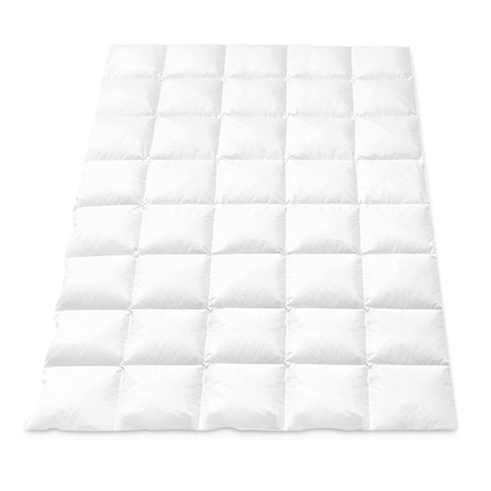 800GSM Goose Down Feather Quilt Winter Blanket Duvet Comforter Single in white with stitched square pattern