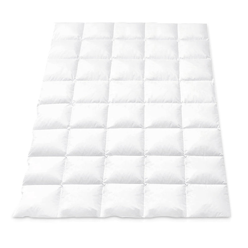 800GSM Goose Down Feather Quilt Winter Blanket Duvet Comforter Single in white with stitched square pattern
