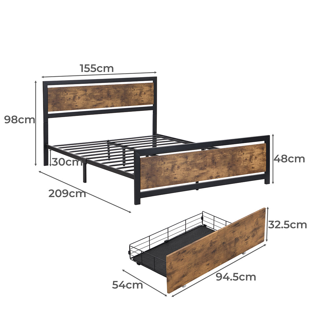 Levede Queen Bed Frame Industrial Mattress-1910113214197272578