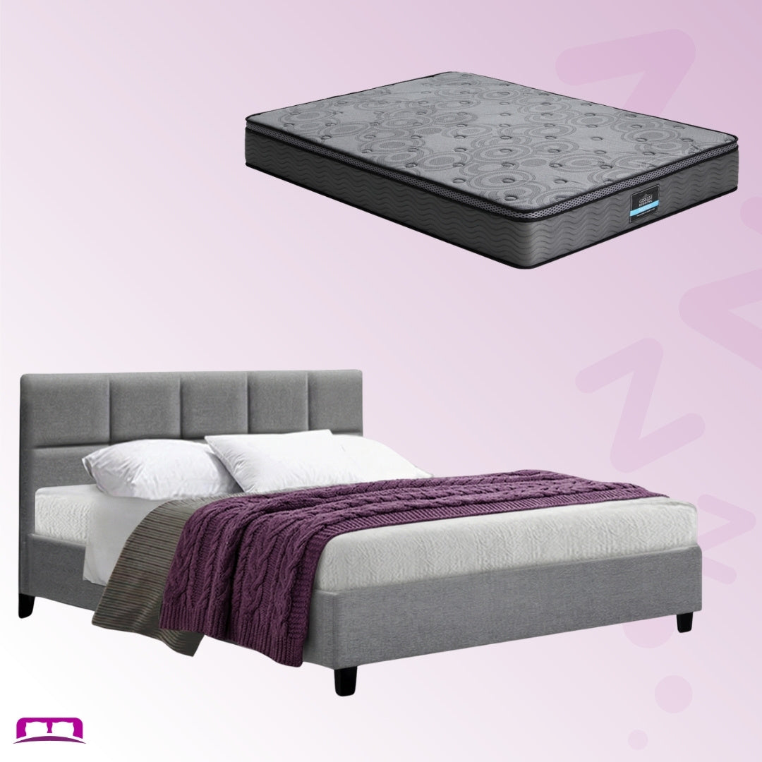 Queen Package | Bondi Bed Grey & Reverie Euro Top Mattress (Medium Firm)