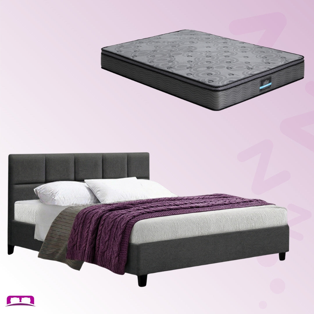 Queen Package | Bondi Bed Charcoal & Reverie Euro Top Mattress (Medium Firm)