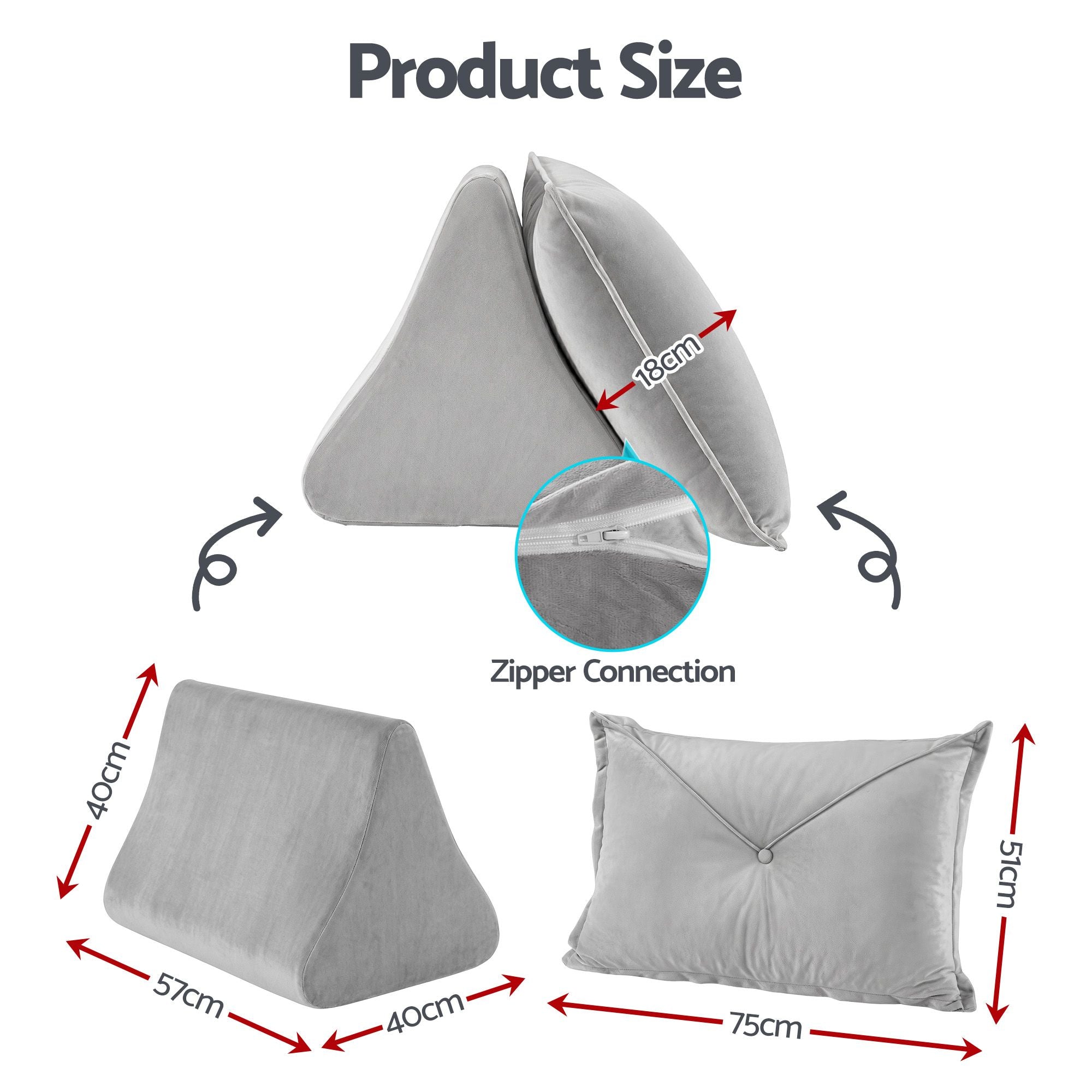 Back Pillow for Sitting in Bed, No-Collapse 25D High-Density Base, Ergonomic Lumbar Support Pillow for Gaming, Nursing & Floor Tatami, 90% Shredded Sponge Cushion with Washable Velvet Cover