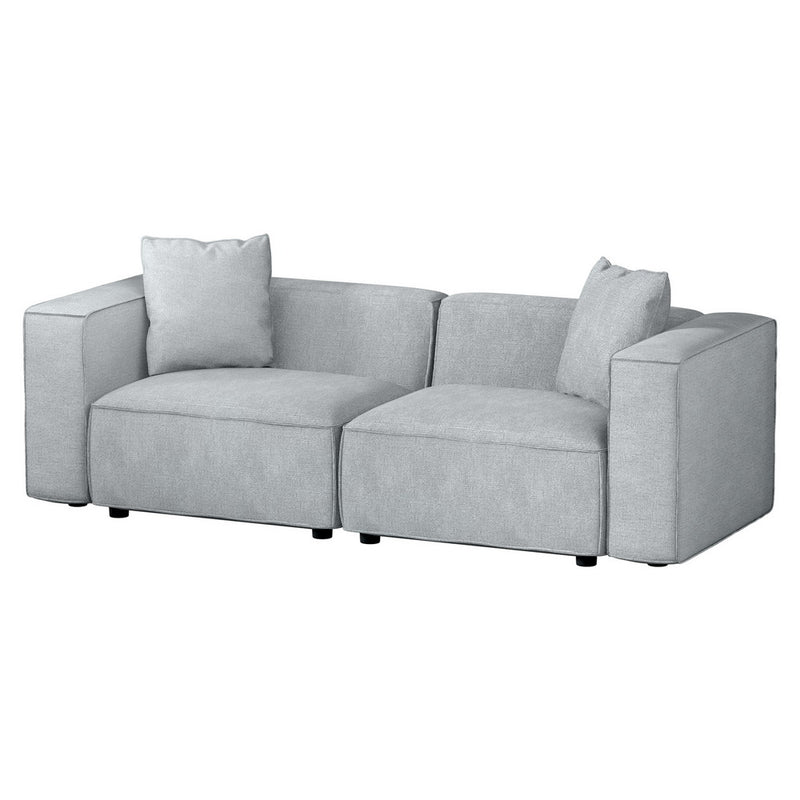 Modular Sofa Chaise Set 2-Seater Grey with soft linen upholstery and cushioned backrest for modern living rooms