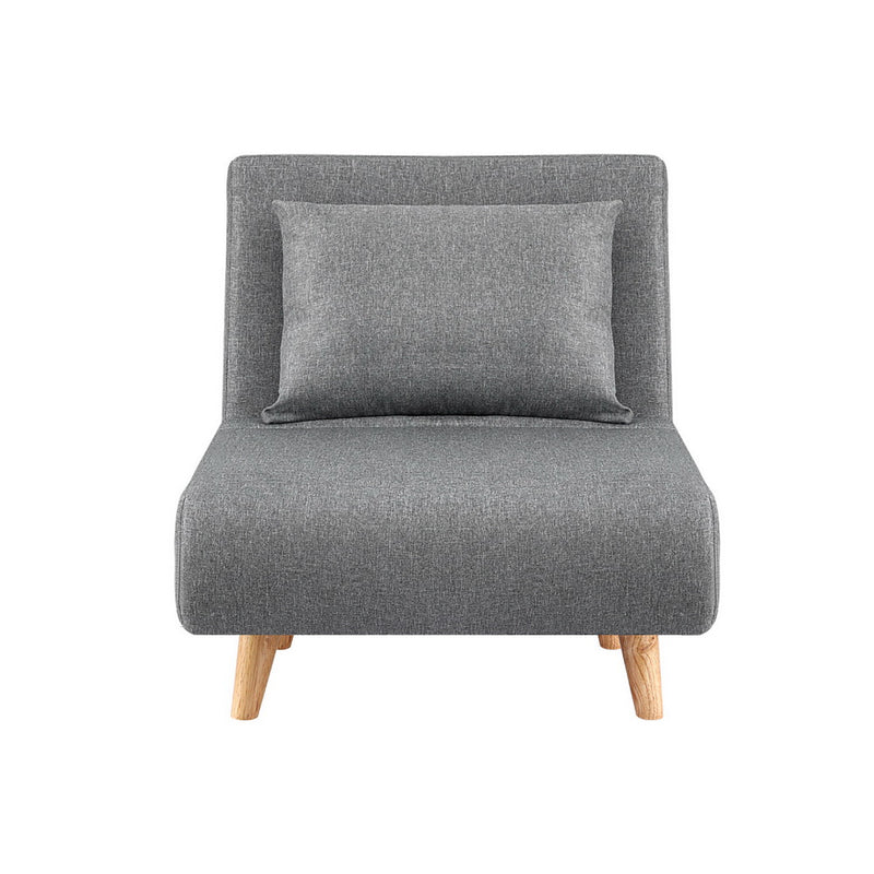 Sofa Bed Convertible Couch Recliner Lounge Chair Linen Grey-3