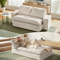 Convertible Folding Sofa Bed 30D High-Density Foam Boneless Couch with Corduroy Sleeper Couch Lounger for Living Room Beign