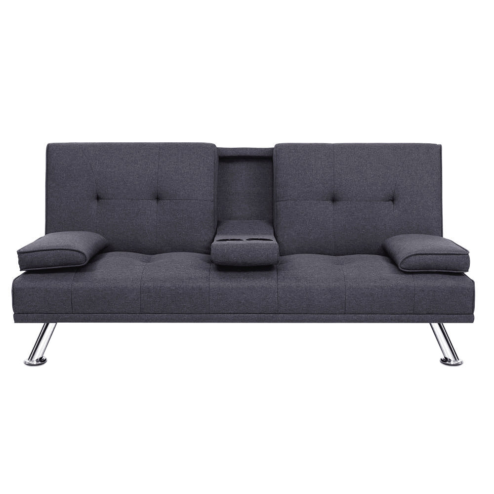 3 Seater Sofa Bed Recliner Futon (Dark Grey)