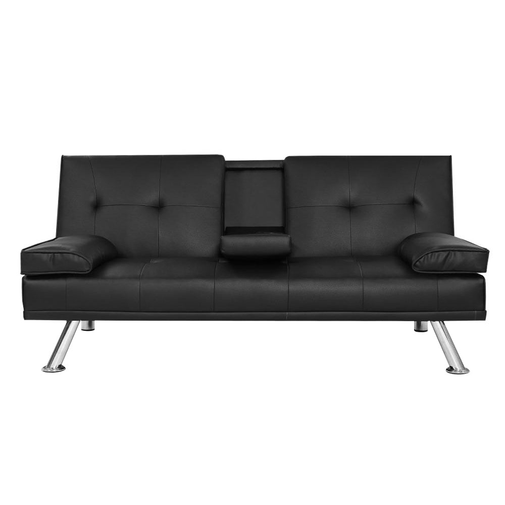 3 Seater Leather Cup Holder Recliner Sofa Bed
