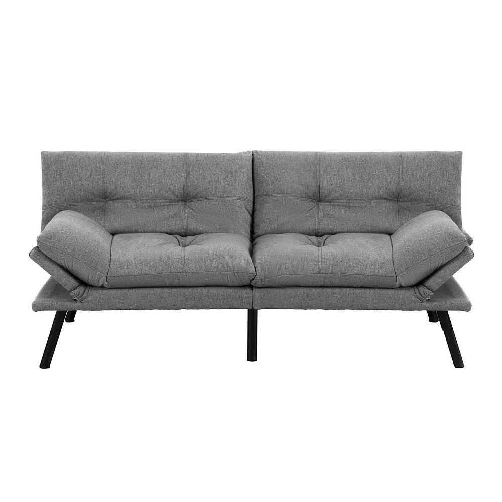 3-Seater Split Back Linen Fabric Sofa Bed – Grey