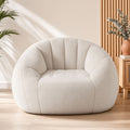 Single Small Boneless Comfy Bean Bag Couch with Faux Fur - White
