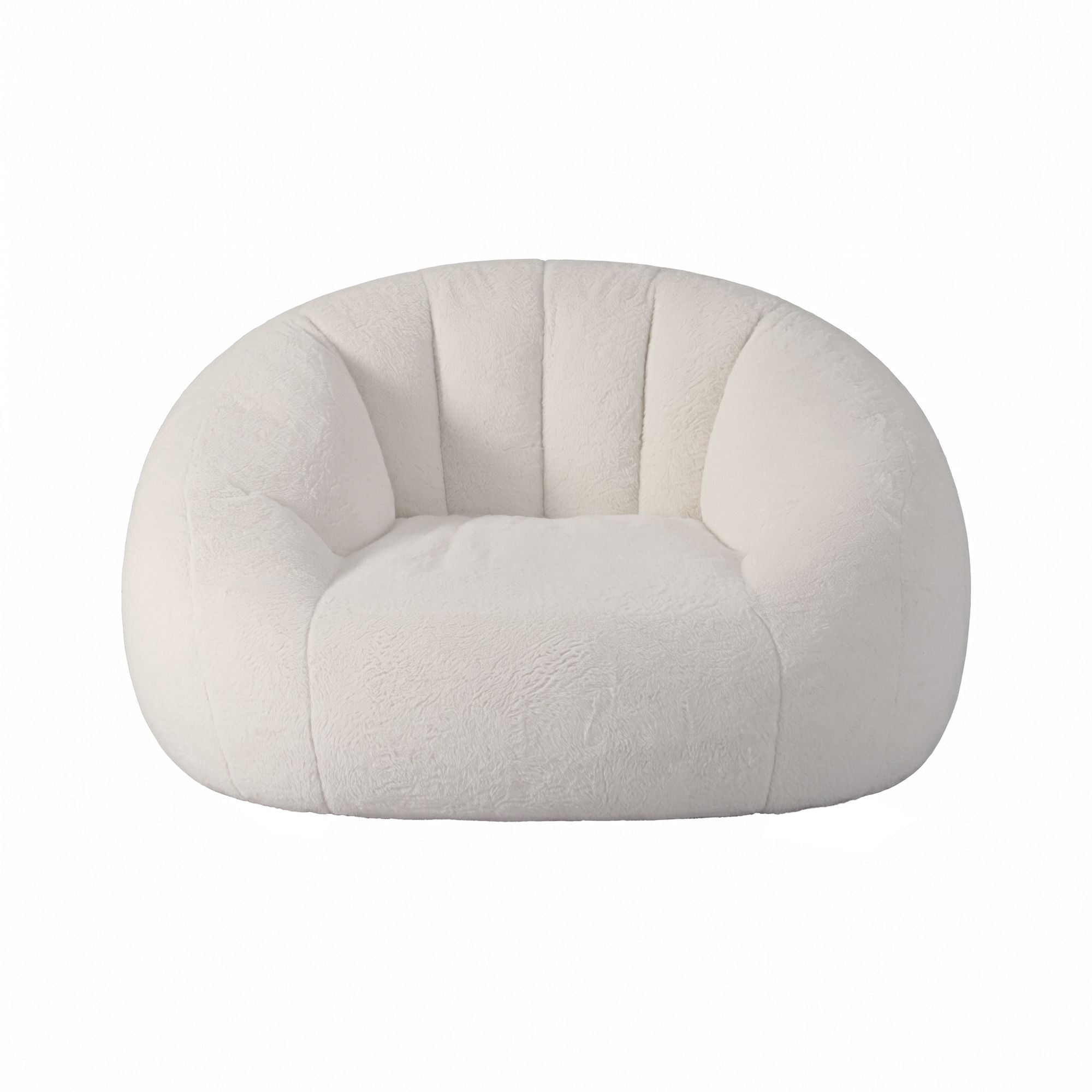 Single Small Boneless Comfy Bean Bag Couch with Faux Fur - White
