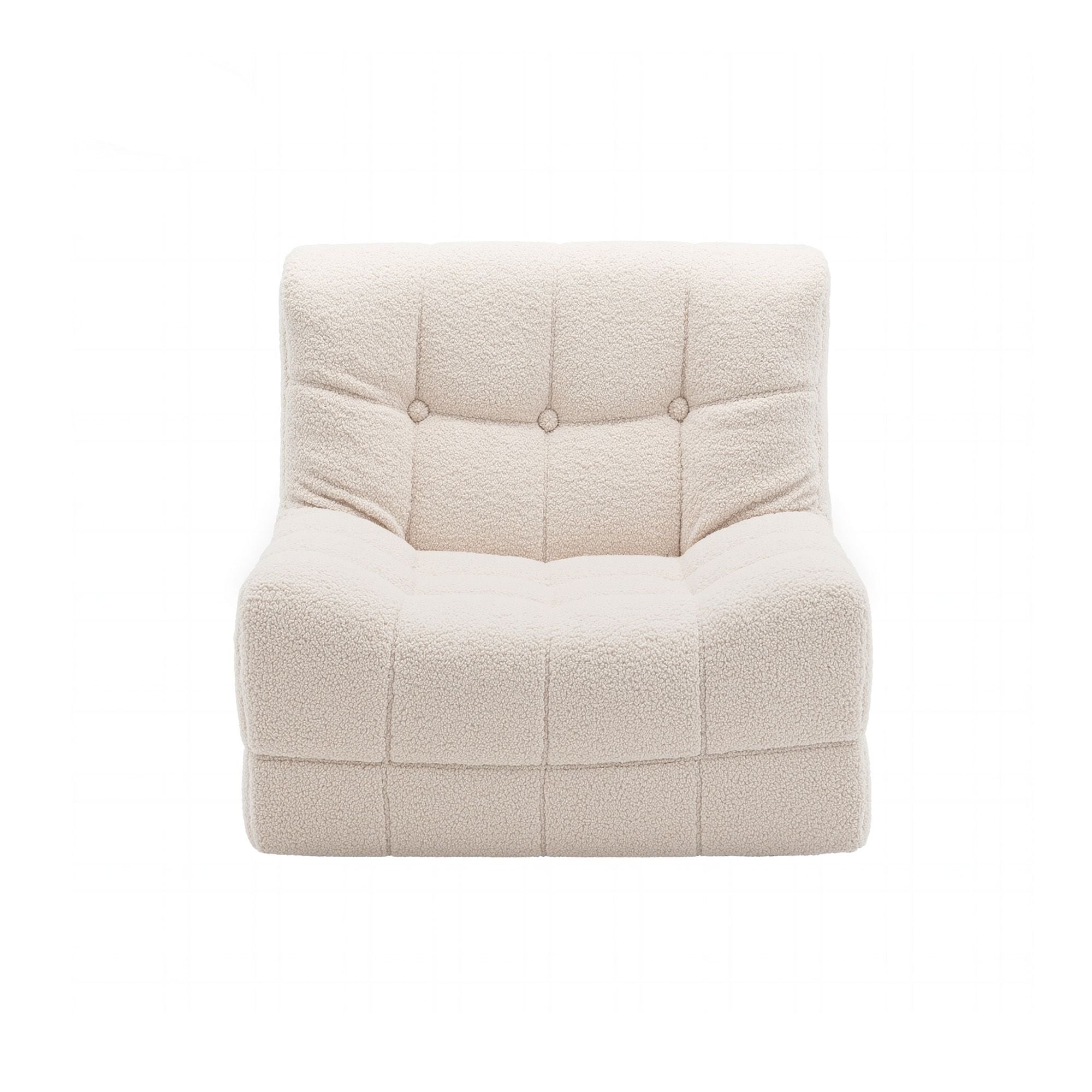 Single Small Boneless Couches for Living Room White Fabric