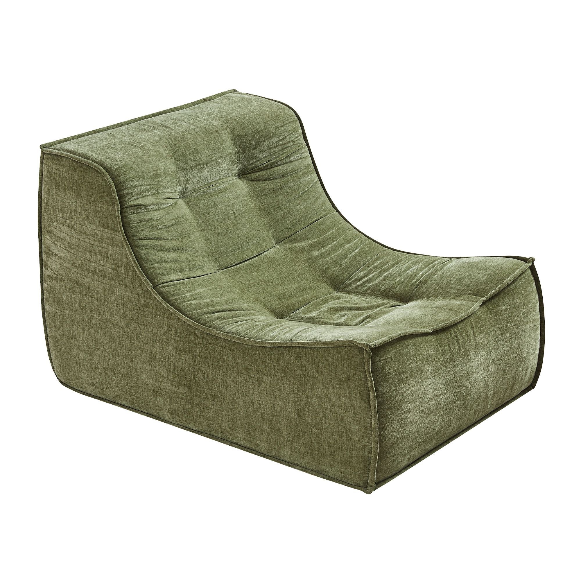 Artss Floor Sofa Armless Chenille No Assembly Removable Cover Green