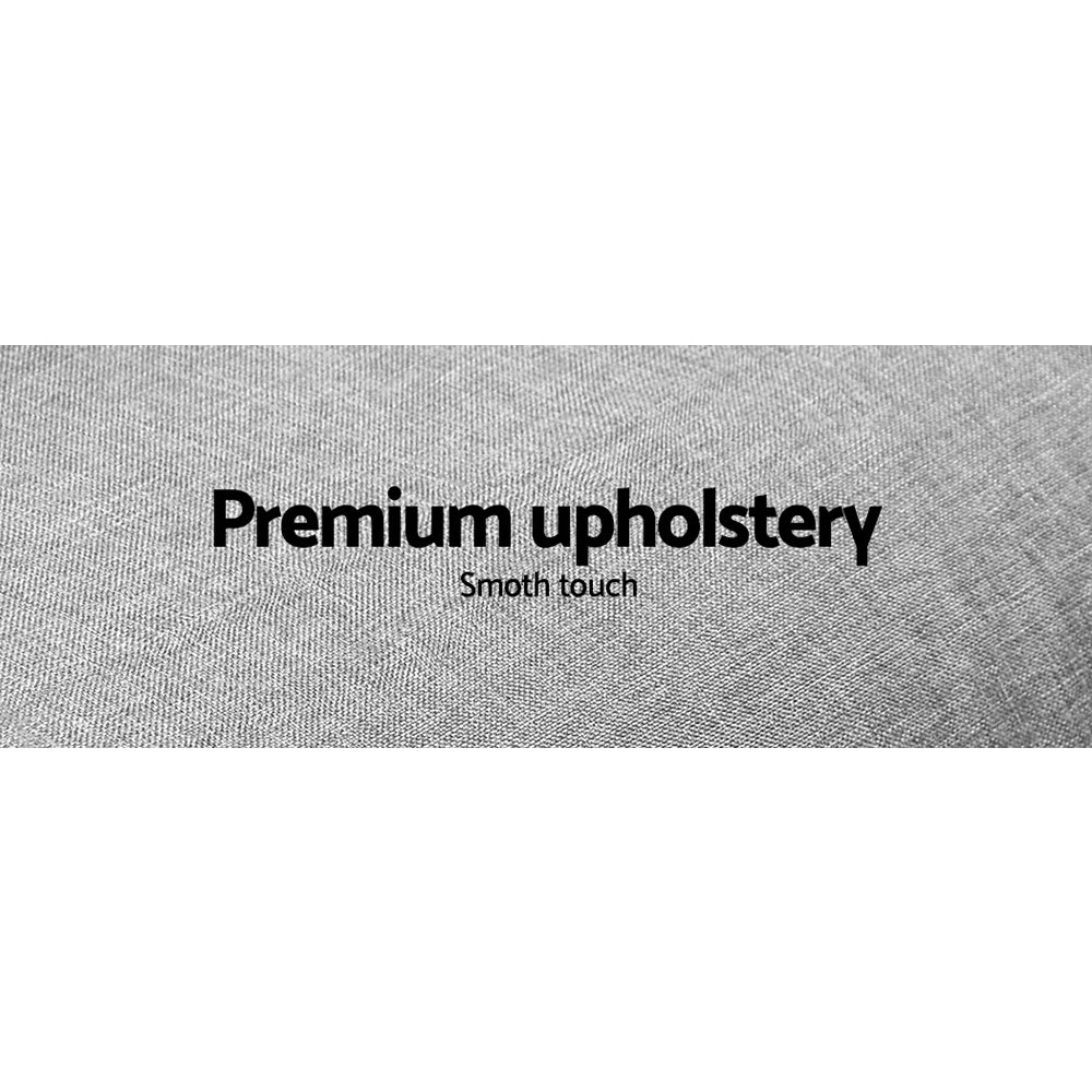 Close-up view of premium grey fabric upholstery with smooth texture on 3 Seater Fabric Sofa Bed (Grey) by Bedzy