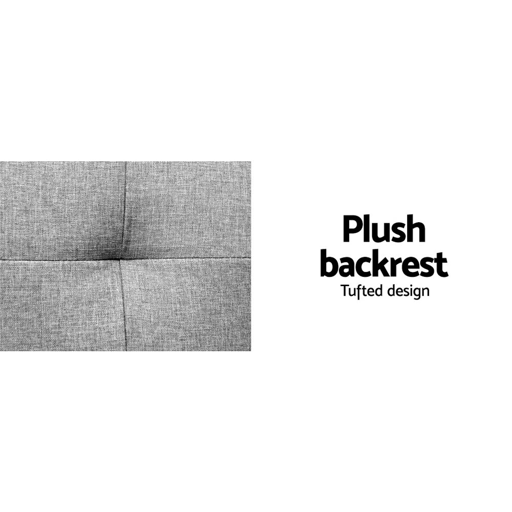 Close-up of the plush tufted backrest on the 3 Seater Fabric Sofa Bed (Grey) showing breathable fabric texture