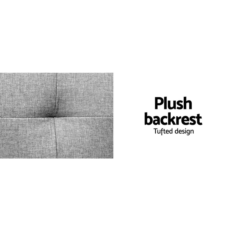 Close-up of the plush tufted backrest on the 3 Seater Fabric Sofa Bed (Grey) showing breathable fabric texture