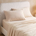 Single Sheet Set 150 GSM Anti-pilling Micro Flannel, Fast Drying Lightweight 4 Piece, 40CM Deep Pocket Fits Thick Mattress, Cream White