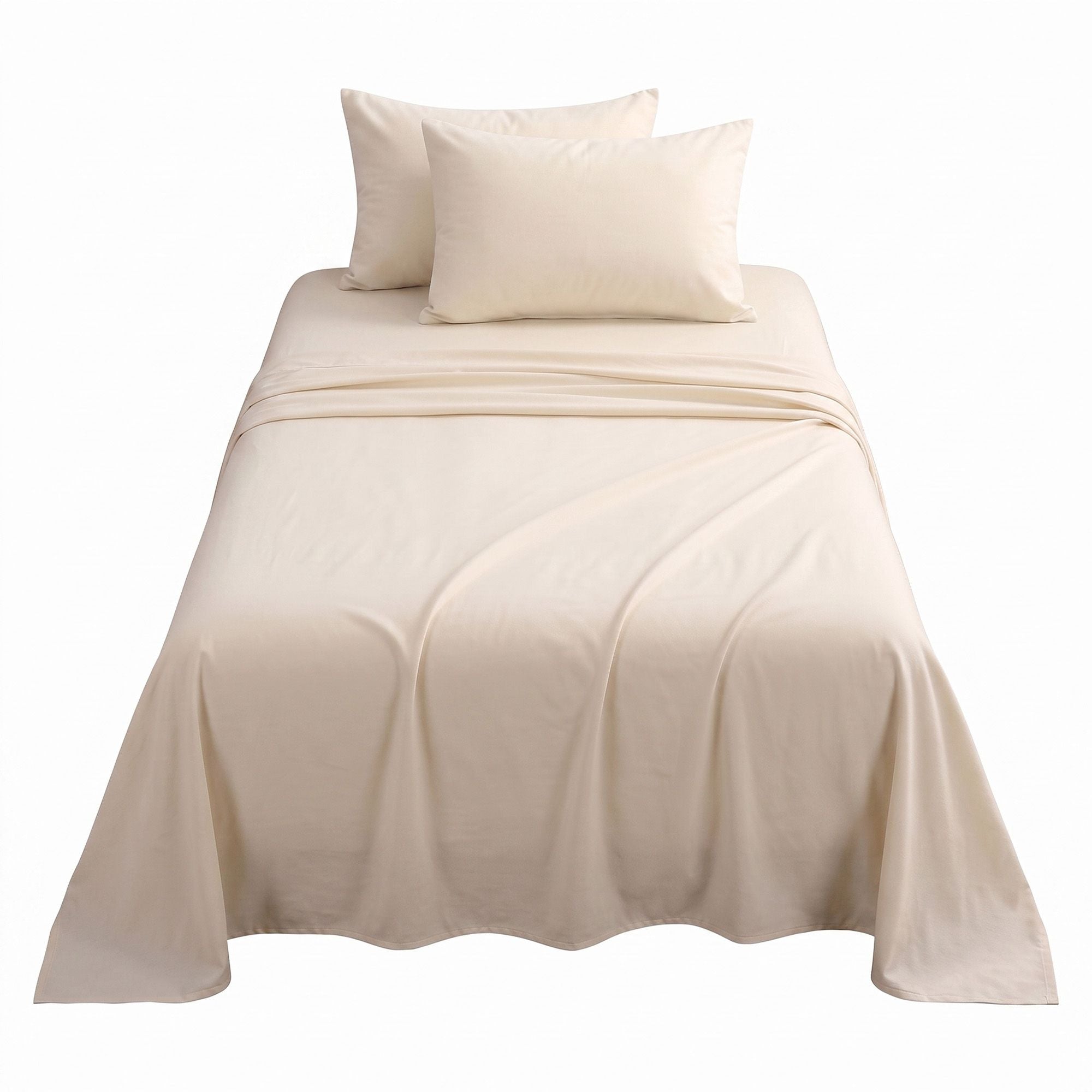 Single Sheet Set 150 GSM Anti-pilling Micro Flannel, Fast Drying Lightweight 4 Piece, 40CM Deep Pocket Fits Thick Mattress, Cream White