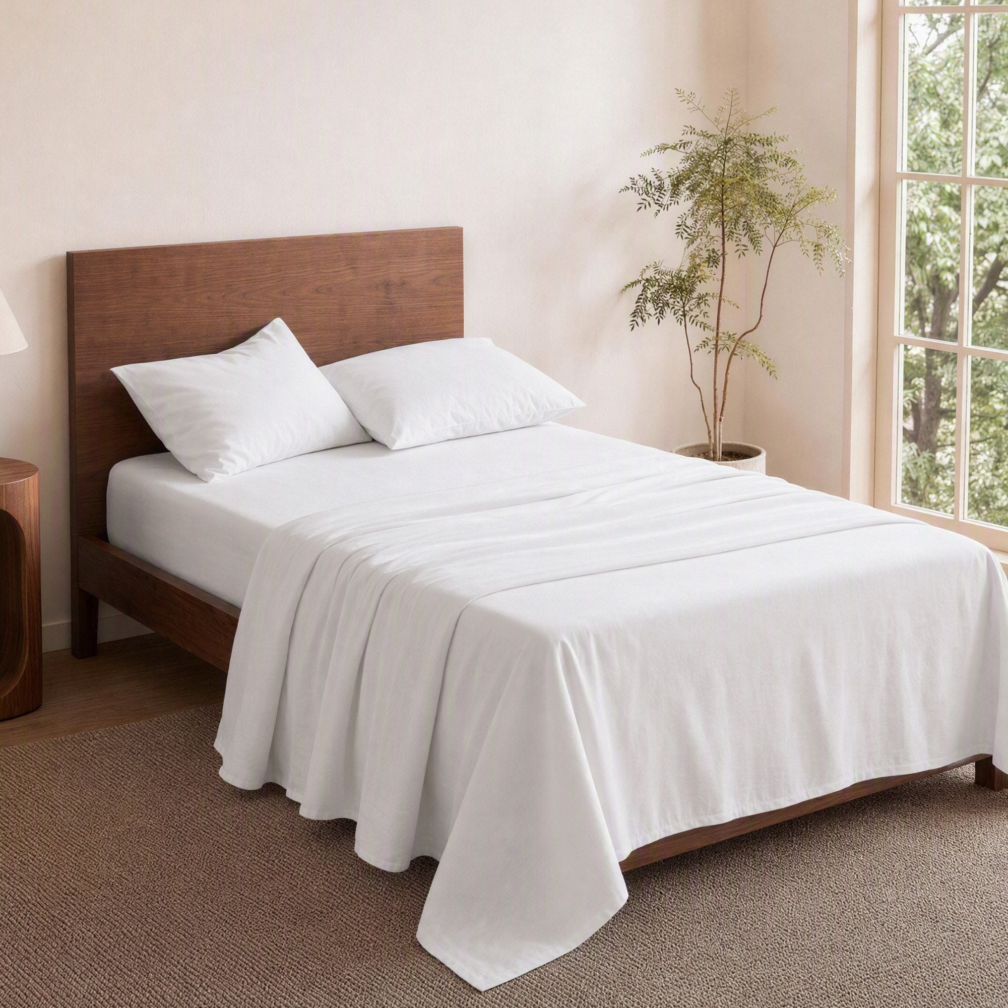 Kingsingle 500TC Cotton 4Pcs Sheet Set with 40cm Extra Deep Pocket for Thick Mattresses Sateen Weave for Sweaty Nights White