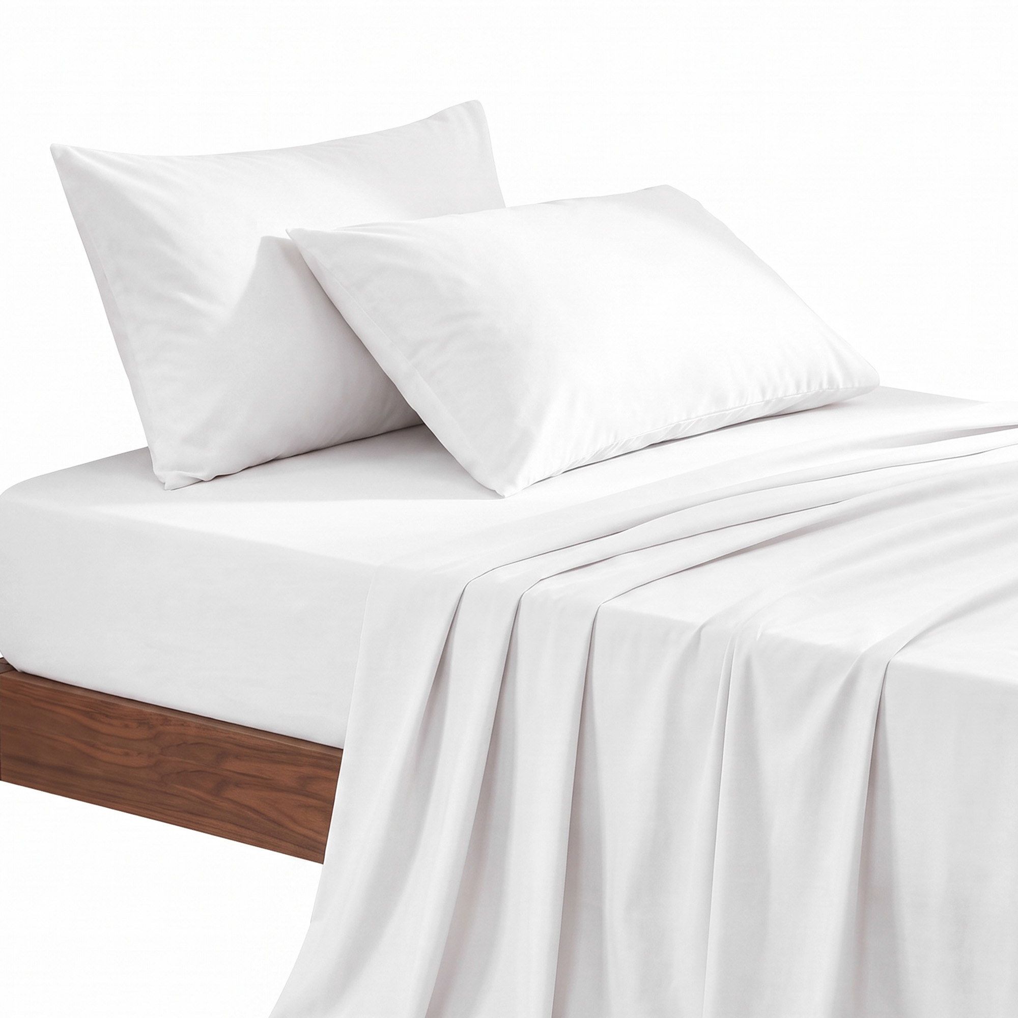 Kingsingle 500TC Cotton 4Pcs Sheet Set with 40cm Extra Deep Pocket for Thick Mattresses Sateen Weave for Sweaty Nights White
