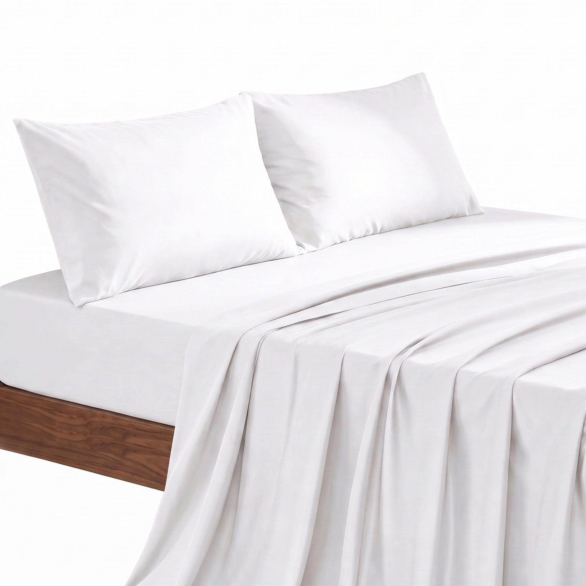 Queen 500TC Cotton 4Pcs Sheet Set with 40cm Extra Deep Pocket for Thick Mattresses Sateen Weave for Sweaty Nights White