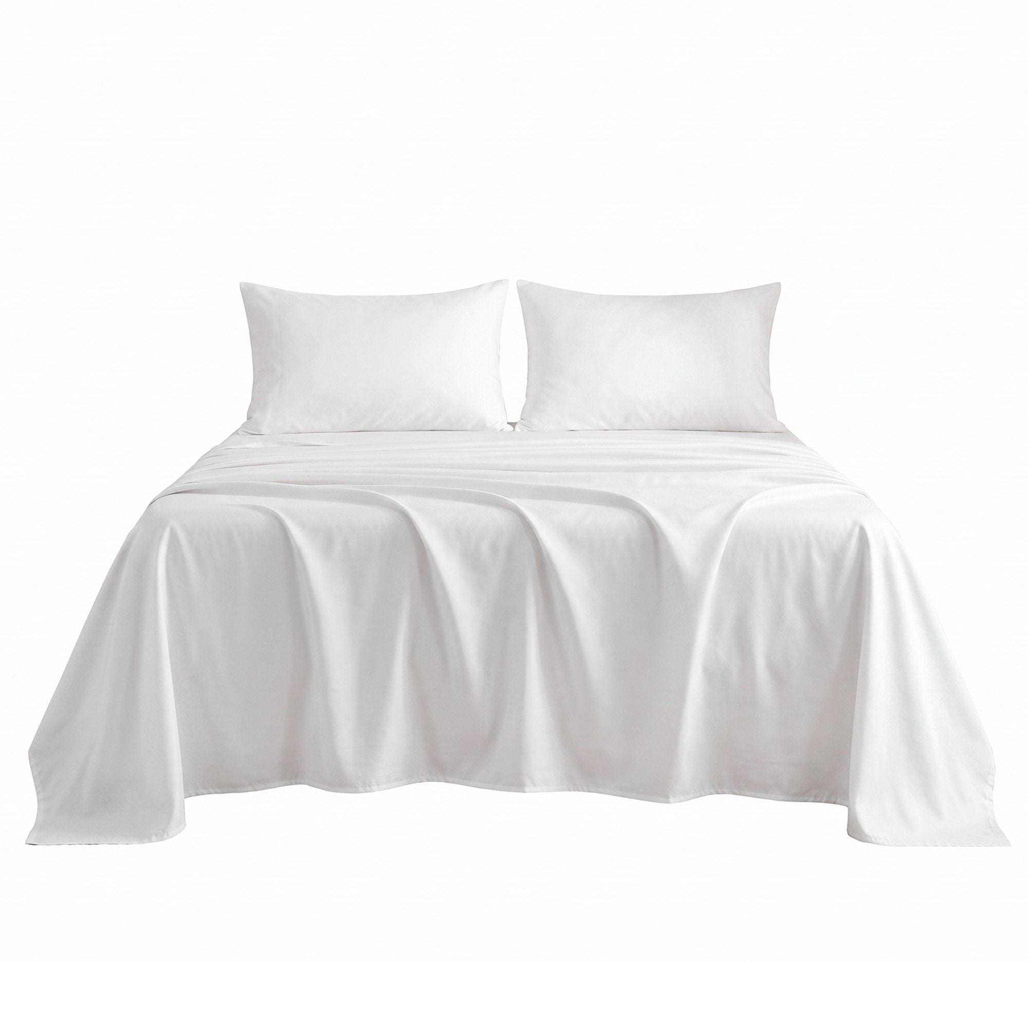 Queen 500TC Cotton 4Pcs Sheet Set with 40cm Extra Deep Pocket for Thick Mattresses Sateen Weave for Sweaty Nights White