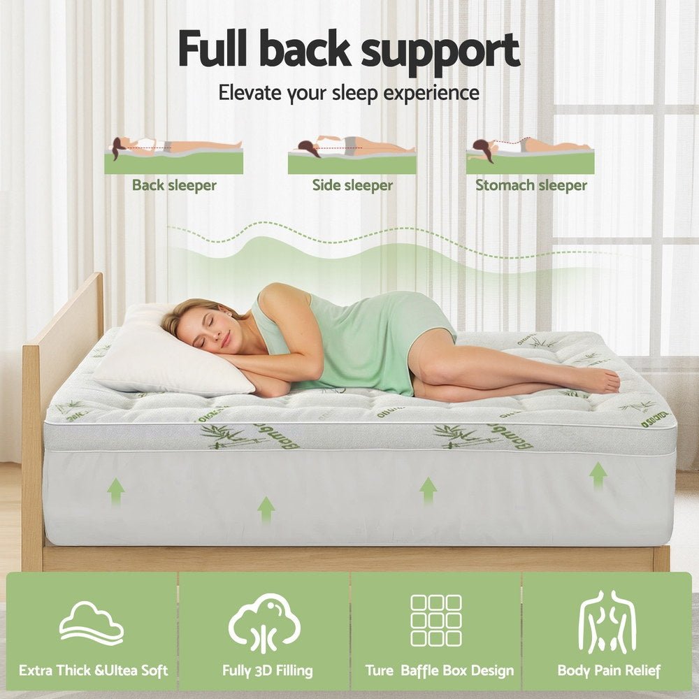 Mattress Topper 11cm Pillowtop toppers Bamboo Double