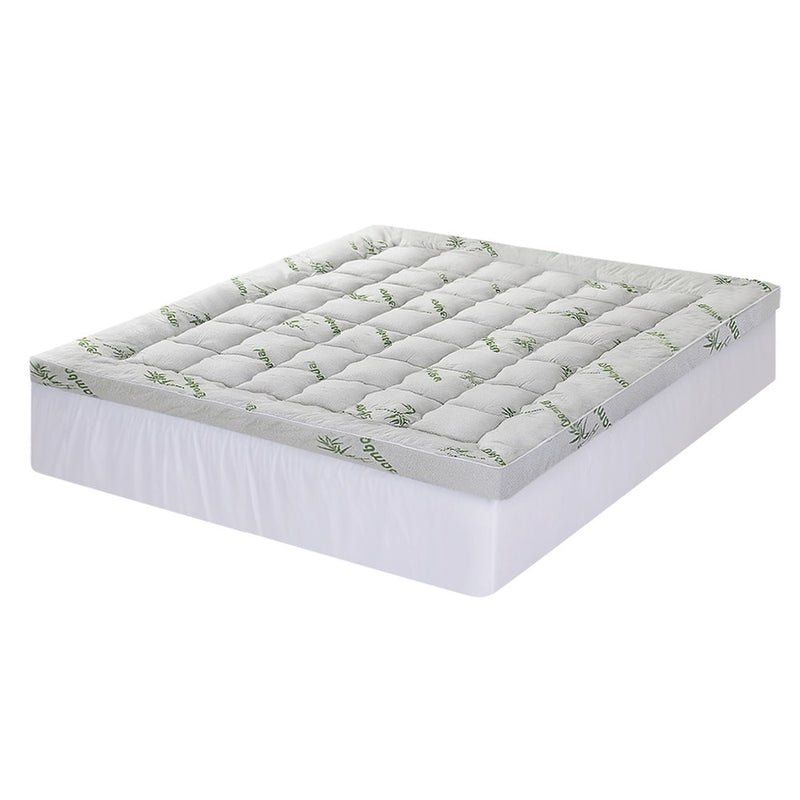 Mattress Topper 11cm Pillowtop toppers Bamboo King with quilted bamboo fabric and plush cushioning on white background