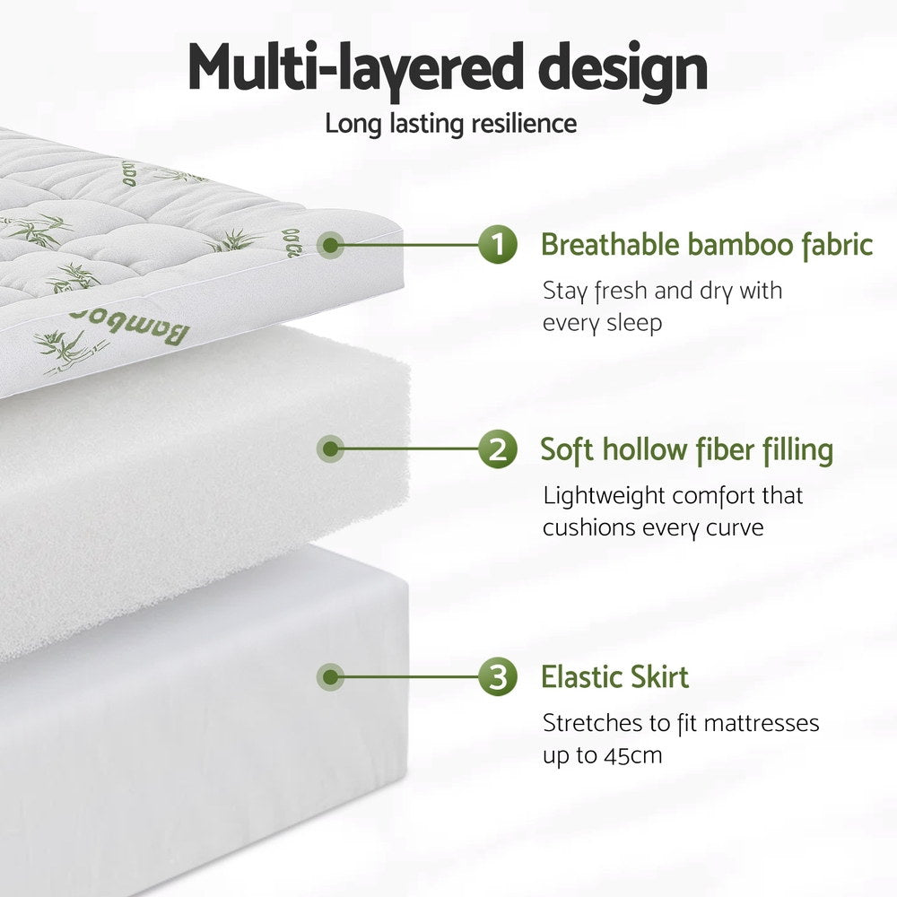 Mattress Topper 11cm Pillowtop toppers Bamboo Queen