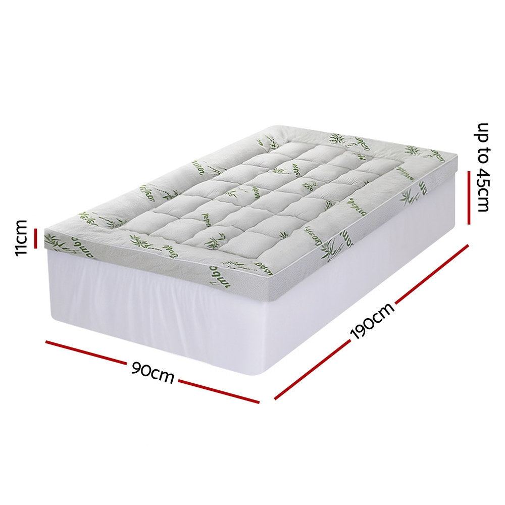 Mattress Topper 11cm Pillowtop toppers Bamboo Single-3