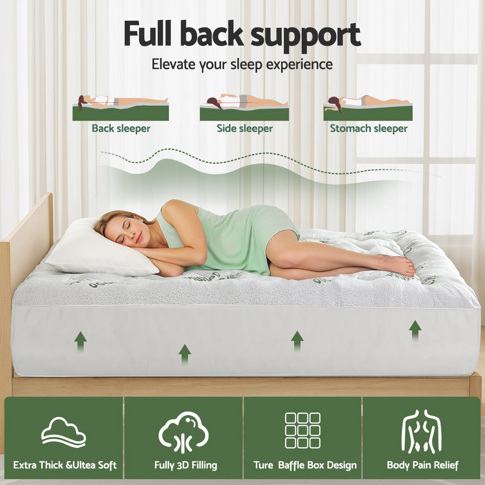 Mattress Topper 5cm Pillowtop toppers Bamboo Queen