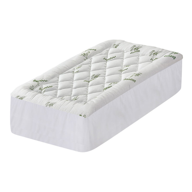 Mattress Topper 5cm Pillowtop toppers Bamboo Single with quilted bamboo cover and plush hollow fiber filling