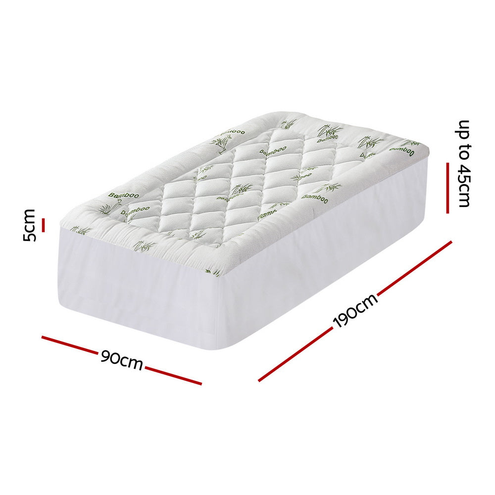 Mattress Topper 5cm Pillowtop toppers Bamboo Single