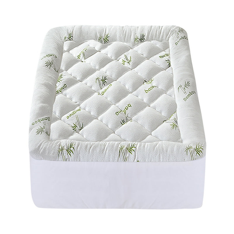 Mattress Topper 5cm Pillowtop toppers Bamboo Single with quilted bamboo cover and plush hollow fiber filling