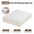 Double Pillow Top Mattress Topper 5cm Thick 1300GSM White Duck Feather - White