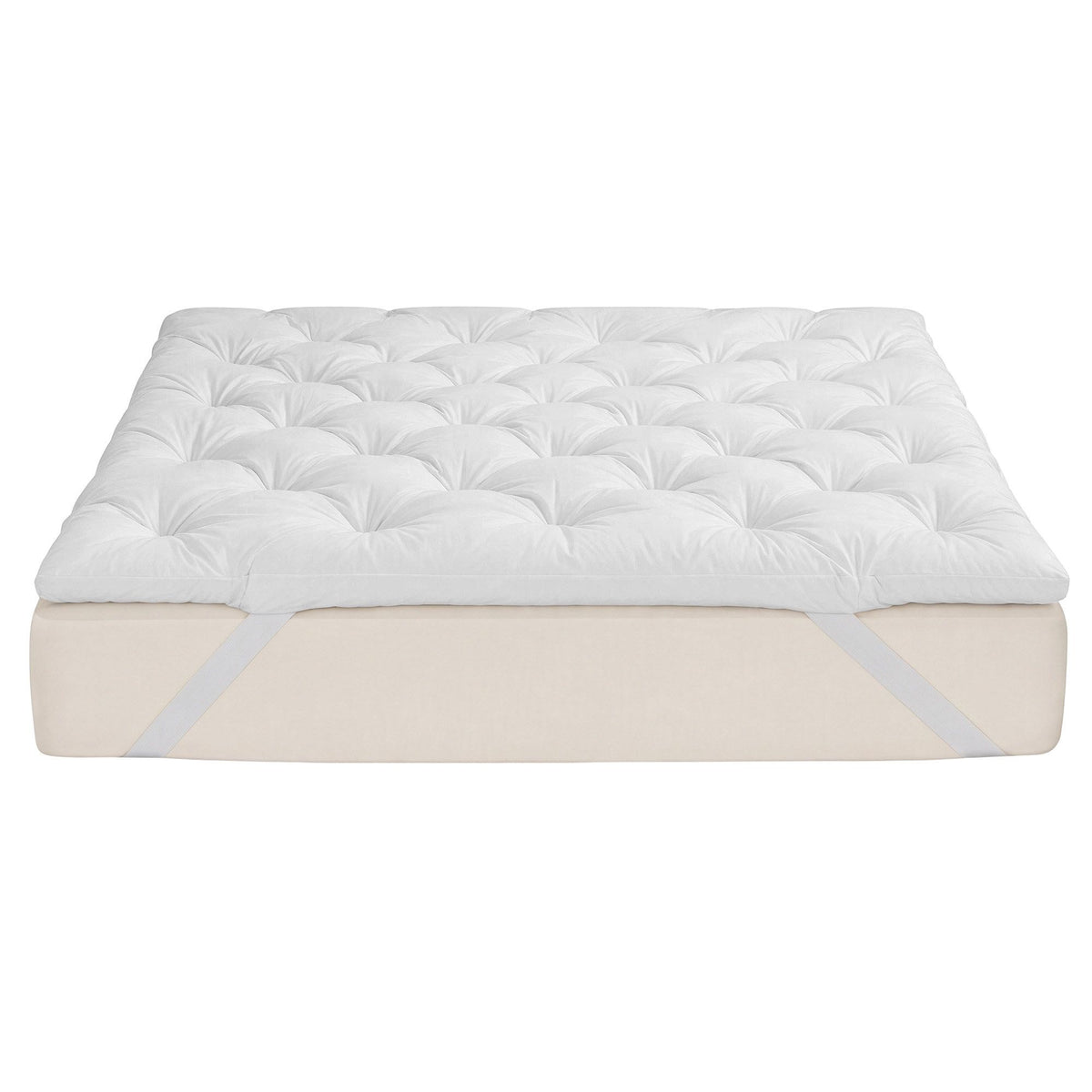 Double Pillow Top Mattress Topper 5cm Thick 1300GSM White Duck Feather - White