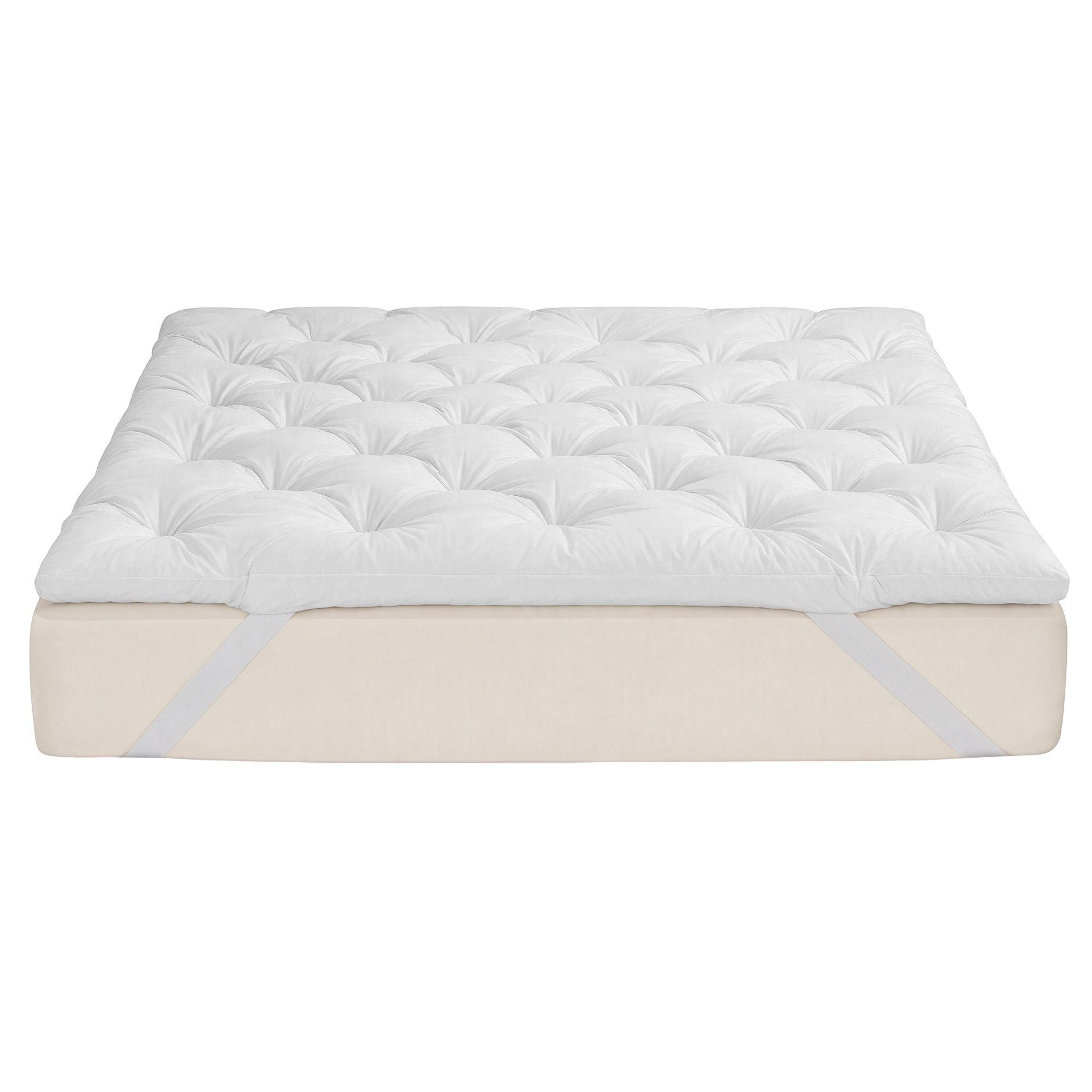 Queen Pillow Top Mattress Topper 5cm Thick 1300GSM White Duck Feather - White