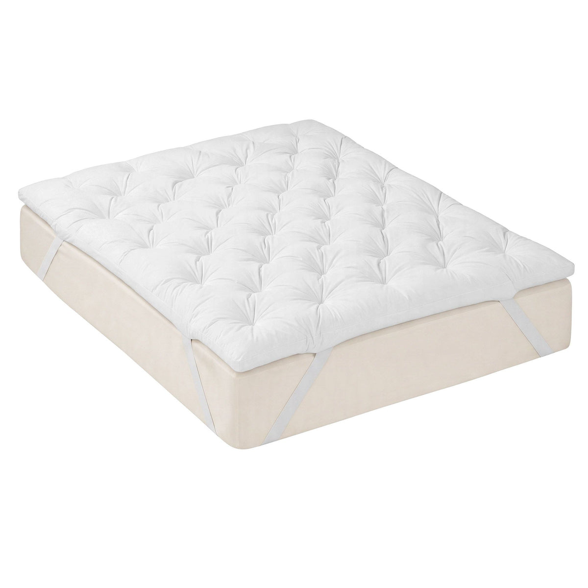 Queen Pillow Top Mattress Topper 5cm Thick 1300GSM White Duck Feather - White