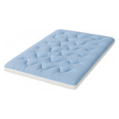 5cm Mattress Topper Pillowtop toppers Double-Sided Single with blue quilted top and white sides for bedroom comfort