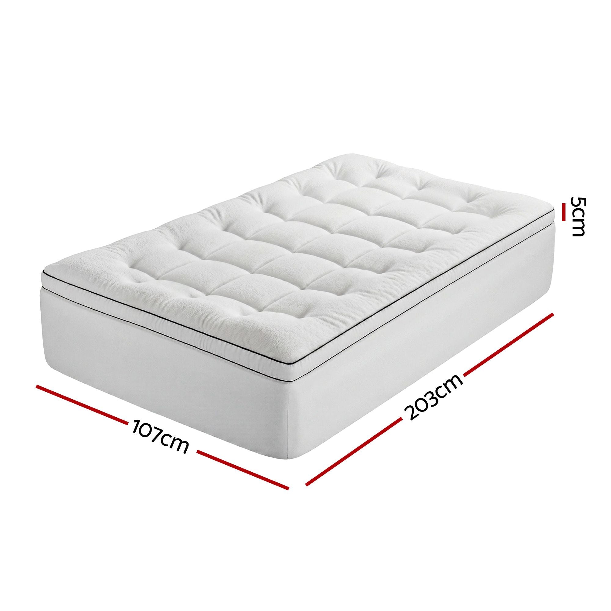 King Single 5cm Mattress Topper with Coral Fleece Cover - White