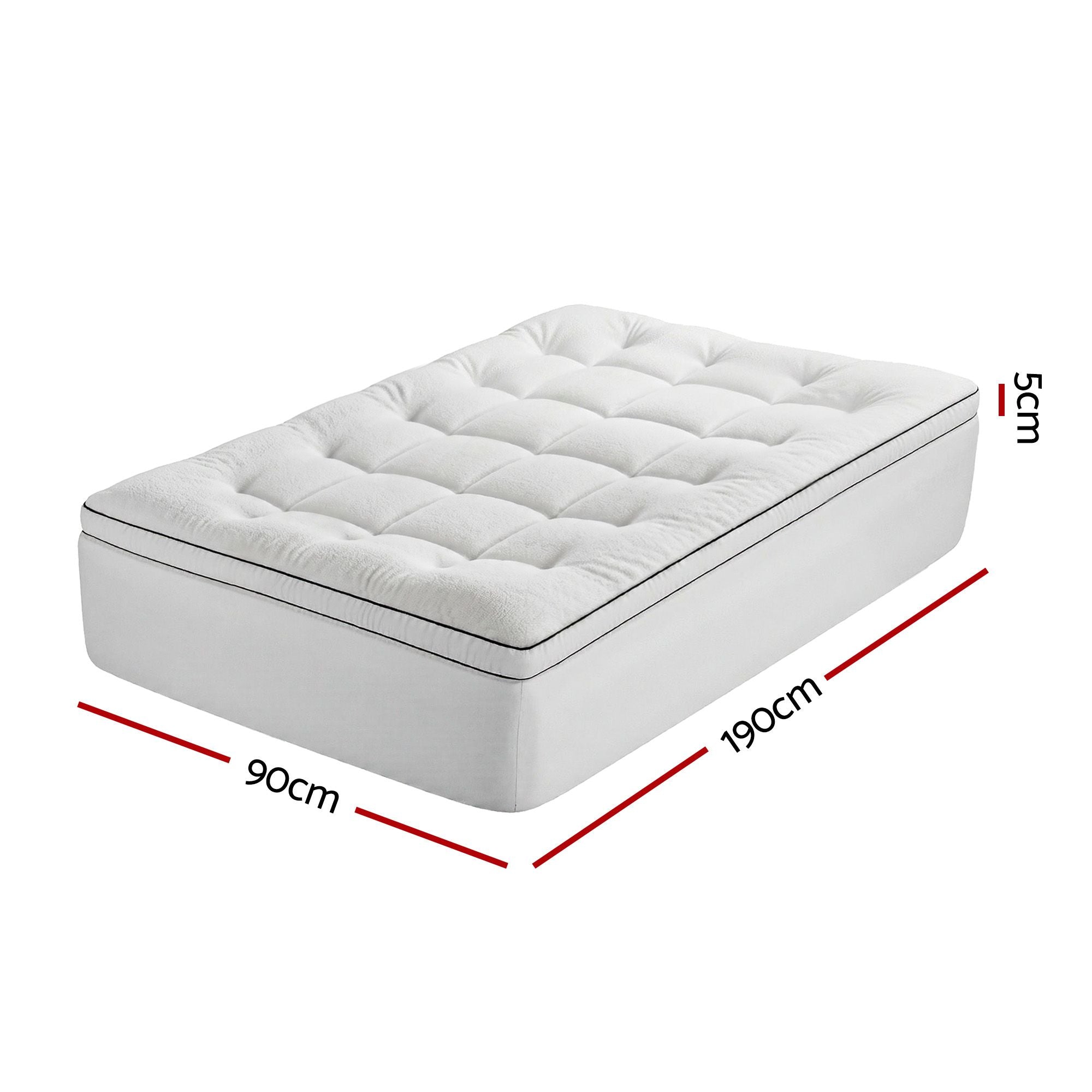 Single 5cm Mattress Topper with Coral Fleece Cover - White